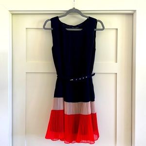 French connection pleated belted dress